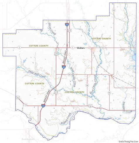 Map of Cotton County, Oklahoma - Thong Thai Real