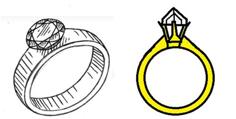 Ring Drawing: Easy, Simple, With Diamonds and Step by Step