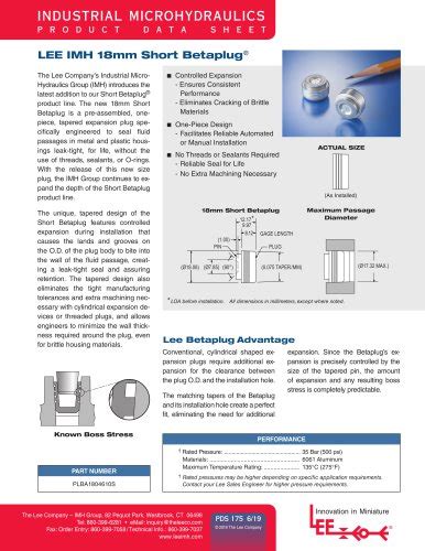 QUICK INSTALLATION LEE PLUG® - THE LEE COMPANY - PDF Catalogs ...