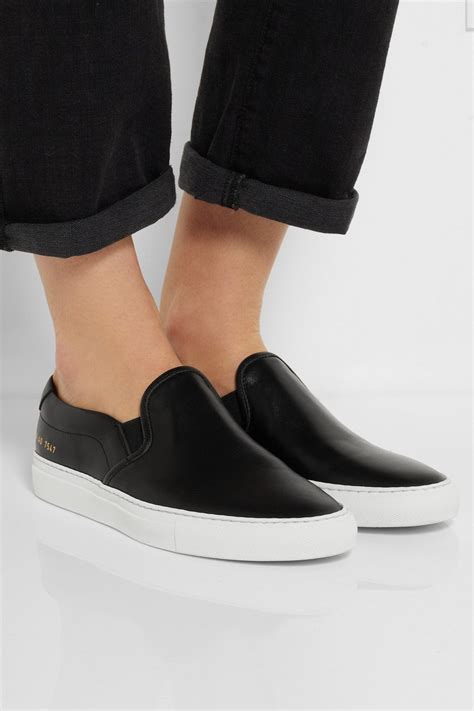 Lyst - Common Projects Leather Slip-On Sneakers in Black