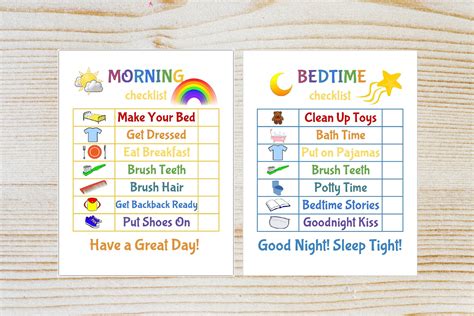 Kids Morning/bedtime Checklist Printable Chore Chart Kid - Etsy