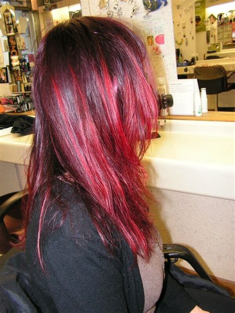 Couleur Cheveux Noir Meche Rouge | Coiffures Cheveux Longs