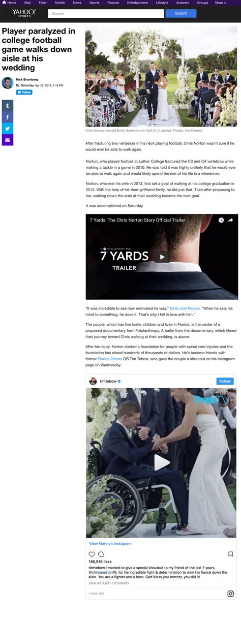 Yahoo! Sports Features the Official 7 Yards Trailer and Chris + Emily's Story! – 7 YARDS Film