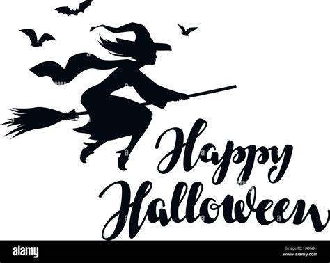 Halloween witch silhouette flying broomstick hi-res stock photography and images - Alamy