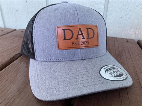 Dad Est 2023 Hat, Made With REAL LEATHER Personalize It for Any Year ...