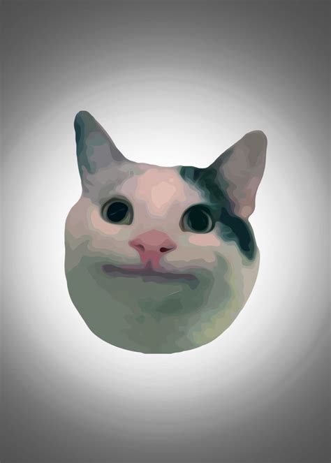 'Funny cat face' Poster, picture, metal print, paint by CyberGeek | Displate