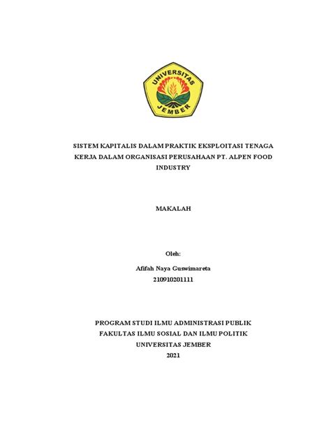 Sistem Kapitalis Dalam Praktik Eksploitasi Tenaga Kerja | PDF