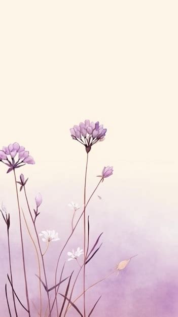 Premium AI Image | Purple flowers in a field with a pink sky in the ...