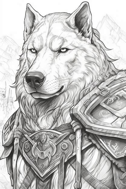 Premium AI Image | a drawing of a wolf with armor and a shield generative ai