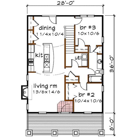 Bungalow Style House Plan - 3 Beds 2 Baths 1460 Sq/Ft Plan #79-206 | Bungalow house plans ...