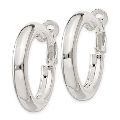 Sterling Silver Omega Back Hoop Earrings 30mm