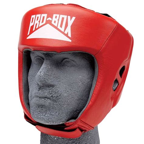 Pro-Box 'Club Essentials' Leather Open Face Headguard - Red - Fit2Box Shop
