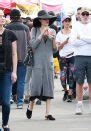 Angelina Jolie Golden Heel Mules Style For Flea Market Shopping