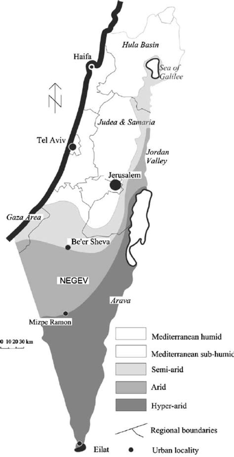 Climatic zones and administrative districts of Israel. | Download ...