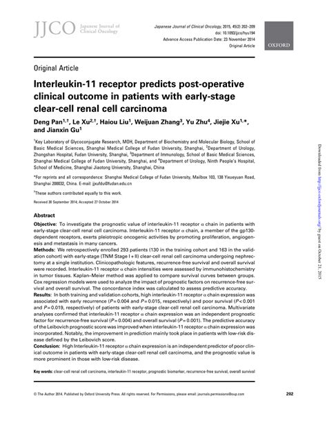 (PDF) Interleukin-11 receptor predicts post-operative clinical outcome ...