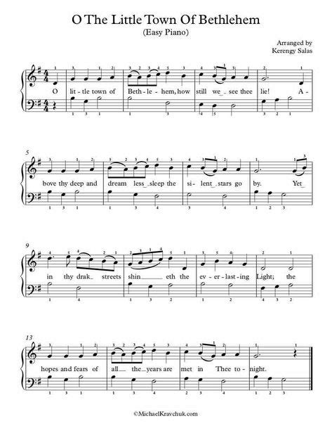 Easy Piano Arrangement Sheet Music – O Little Town Of Bethlehem | Sheet ...