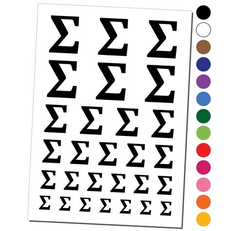 Summation Sigma Sum Math Symbol Water Resistant Temporary Tattoo Set Fake Body Art Collection ...