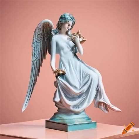 Art nouveau style angel statue with bird