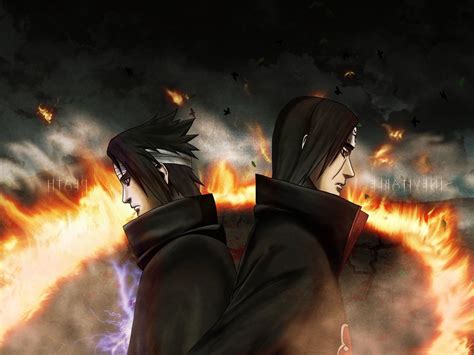 Uchiha Sasuke, Uchiha Itachi, Naruto Shippuuden, Fire, Brothers ...