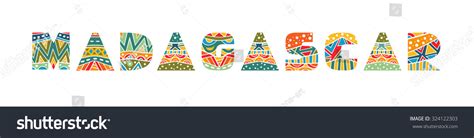 Madagascar Ornate Lettering. Decorative Festive Words With Bright ...