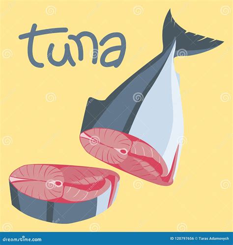 Tuna Fish Meat Steak Vector Illustration Flat Stock Vector ...