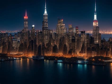 Premium AI Image | new york city skyline at night usa photography 8k hd ...