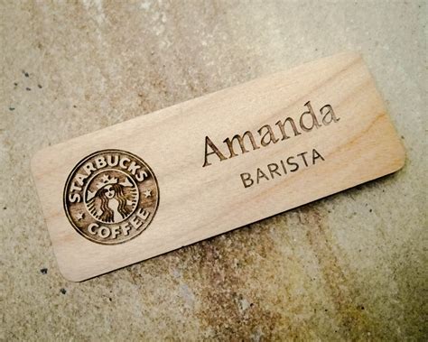 Wood Name Badge Custom Name Badges Engraved Name Tag with