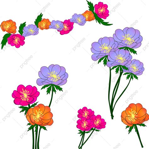 Gambar Set Bunga Warna Warni, Penuh Warna, Bunga Bunga, Floral PNG Transparan Clipart dan File ...