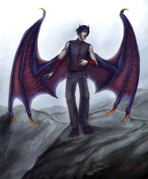 a man standing on top of a mountain next to a giant purple and red dragon