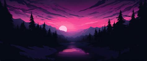 3440x1440 Morning In Snowy Mountains Synthwave Style UltraWide Quad HD 1440P ,HD 4k Wallpapers ...