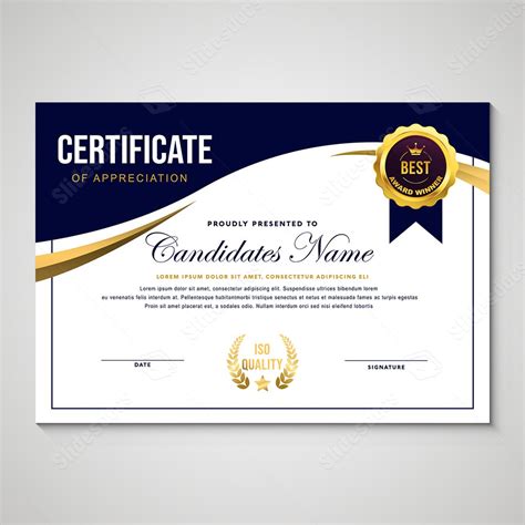 Golden Blue Gold Certificate Sport School Sports Creative Professional Word Template And Google ...