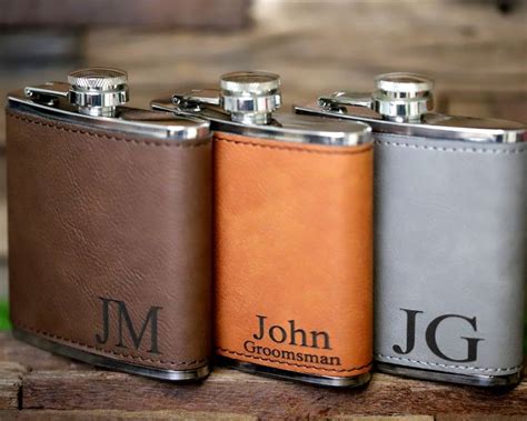 Personalized Flask for Men Leather Flask Flask Personalized | Etsy | Groomsmen gifts flask ...