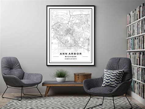 ANN ARBOR MAP High Res Map Map of Ann Arbor Ann Arbor City - Etsy