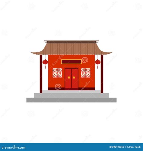 Traditional Chinese House Flat Design Vector Illustration. Cultural ...