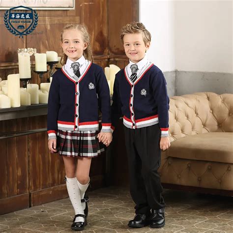 Kids Kindergarten Uniform Girls British Sweater Primary School Uniforms ...