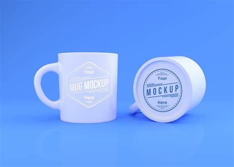 Premium PSD | Mockup of two white ceramic coffee mug