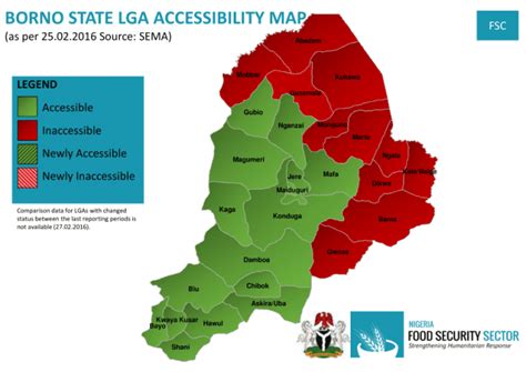 Nigeria: Borno state map LGA Accessibility Map (25.02.2016) - Nigeria ...