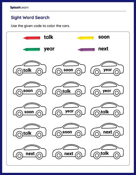 Color Code and Learn Sight Words – Printable Reading Worksheet