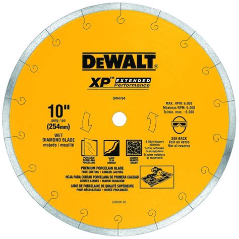 DEWALT 10-in Wet Continuous Diamond Tile Saw Blade in the Circular Saw Blades department at ...