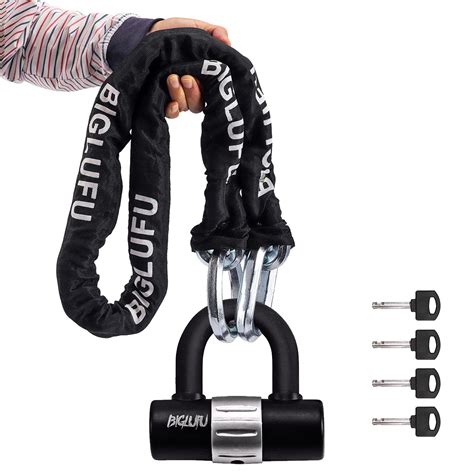 Buy BIGLUFU Bike Lock Motorcycle Chain Locks 5ft/4ft Long Heavy Duty ...