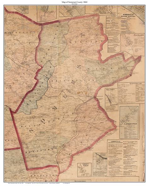 Somerset County New Jersey 1860 - Old Map Custom Print - OLD MAPS