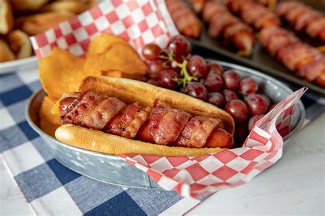 Bacon Wrapped Cheese Hot Dogs | Barbara Bakes