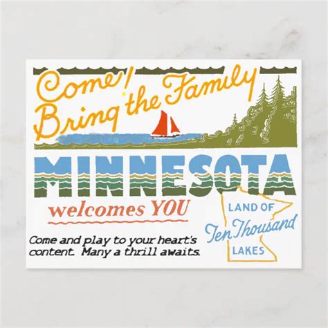 Minnesota - Land of Ten Thousand Lakes Postcard | Zazzle