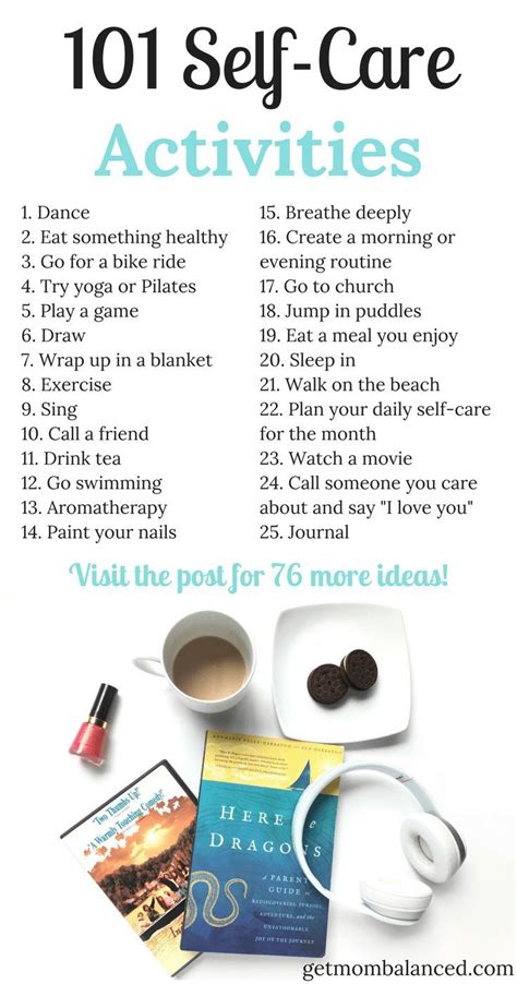 Self-care activities | List of self care for moms | Daily self-care for ...