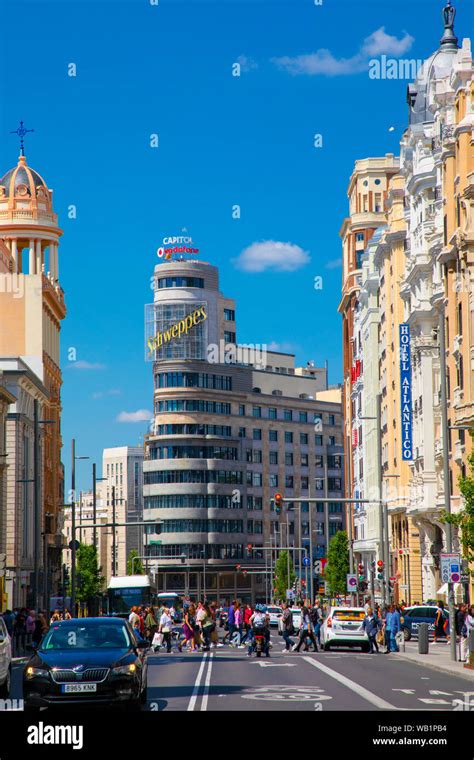 Gran Via Shopping Street, Madrid, Spain, South West Europe Stock Photo - Alamy