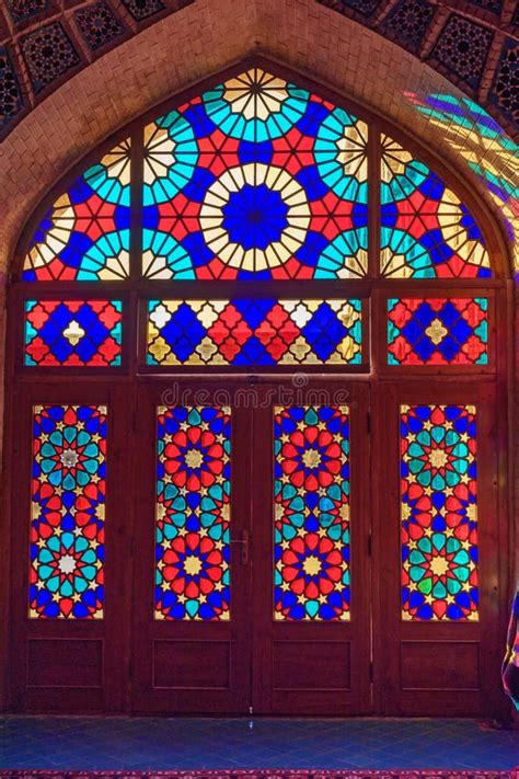 Stained Glass Window of Nasir Ol-Molk Mosque, Also Famous As Pink Mosque. Shiraz. Iran Stock ...