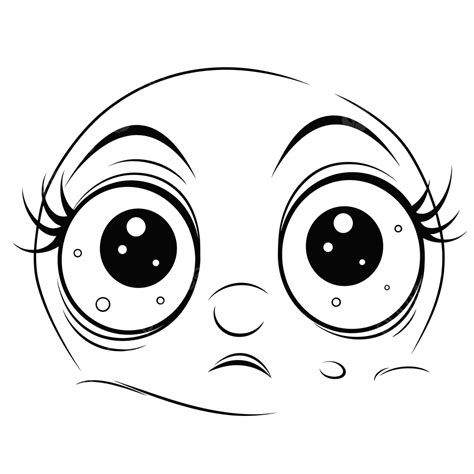 Cute Angry Girl Face Drawing Outline Sketch Vector, Beautiful Eye ...