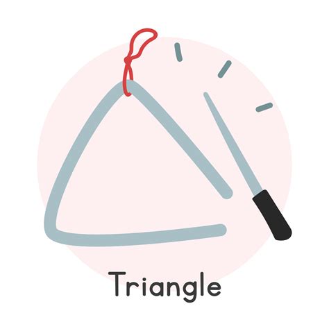 Musical triangle clipart cartoon style. Simple cute triangle musical instrument flat vector ...