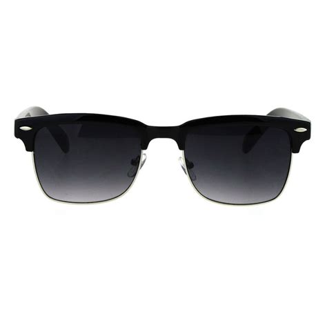 SA106 - Mens Half Rim Rectangular Luxury Hipster Shade Sunglasses Black Smoke - Walmart.com ...