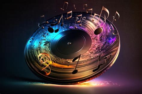 Premium Photo | Colorful music notes background with sheet music disc ...